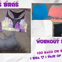 Sports bras and workout shorts