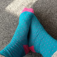Cute blue and pink socks