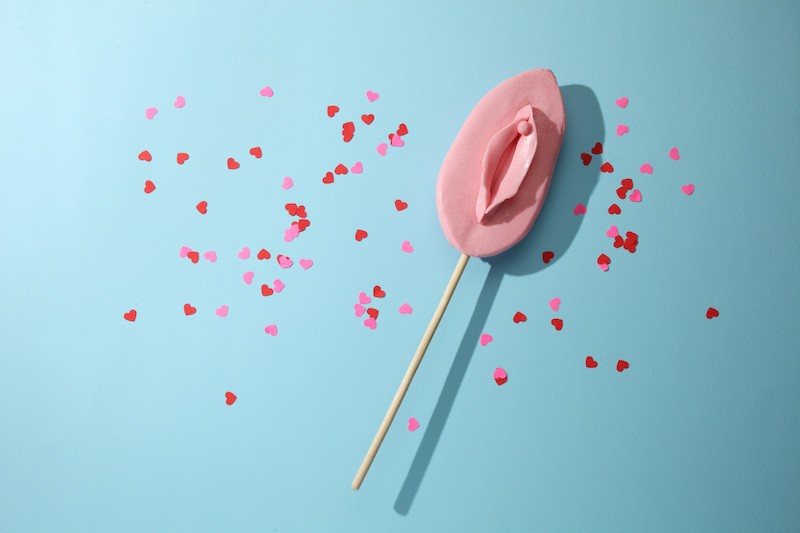 Lollipop with vulva shape